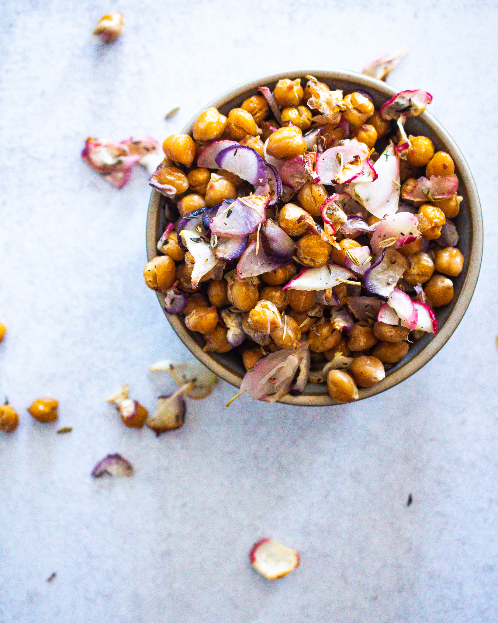 Crispy Chickpeas and Radish Chips with Fennel