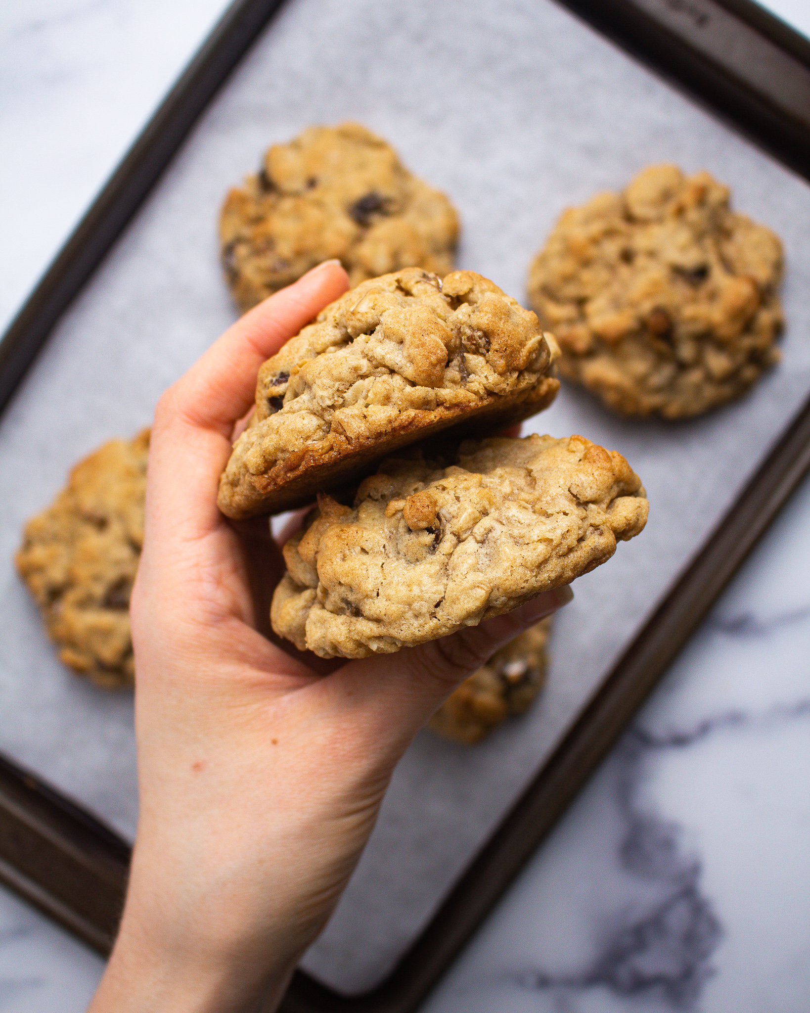 The BIGGEST (and best) Oatmeal Raisin Cookies