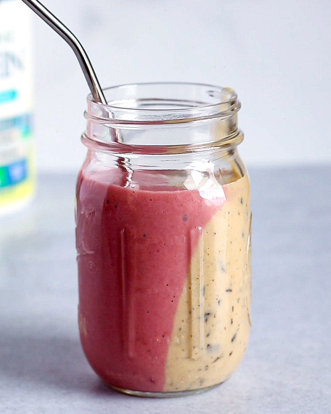 Side-by-Side Smoothie | Strawberry Banana & Chocolate Chip Protein Smoothie!