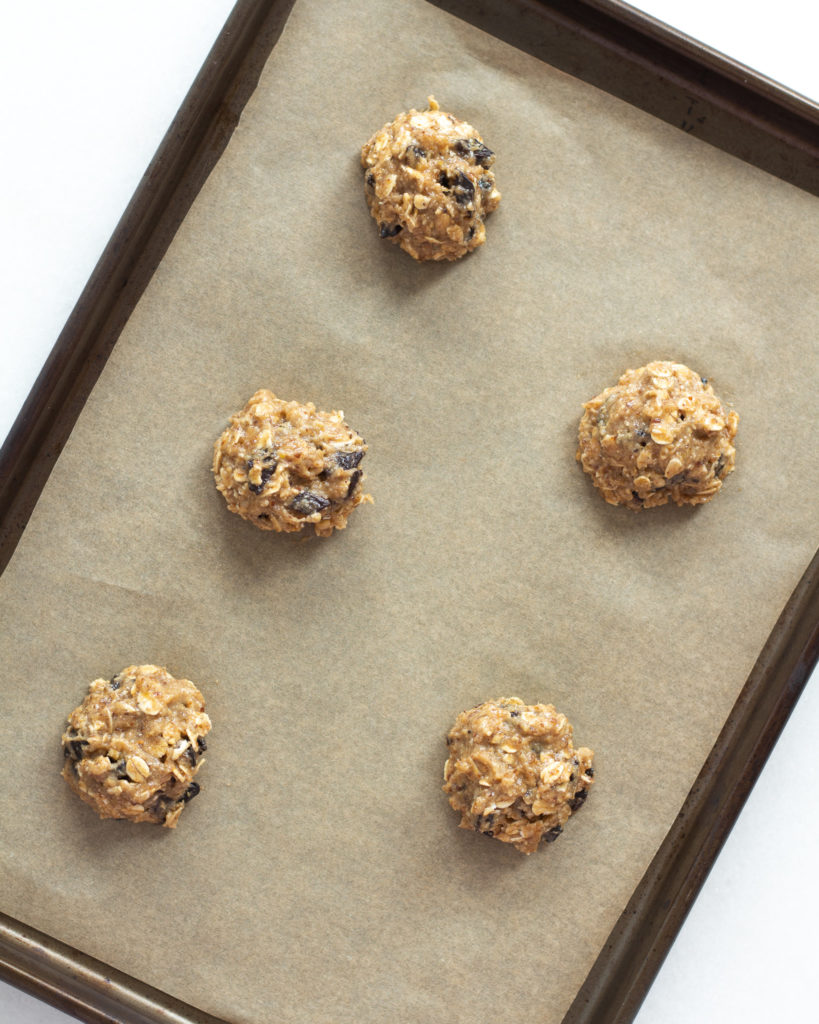 Prepping the cookies for baking