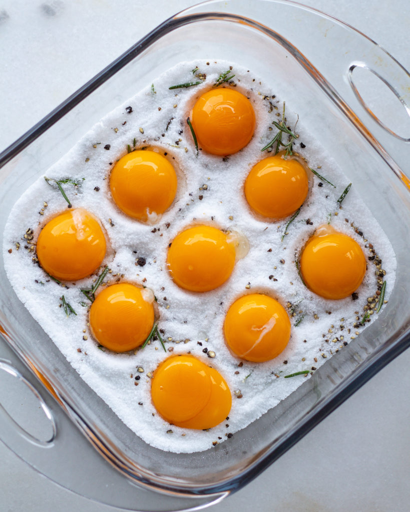 yolks in salt