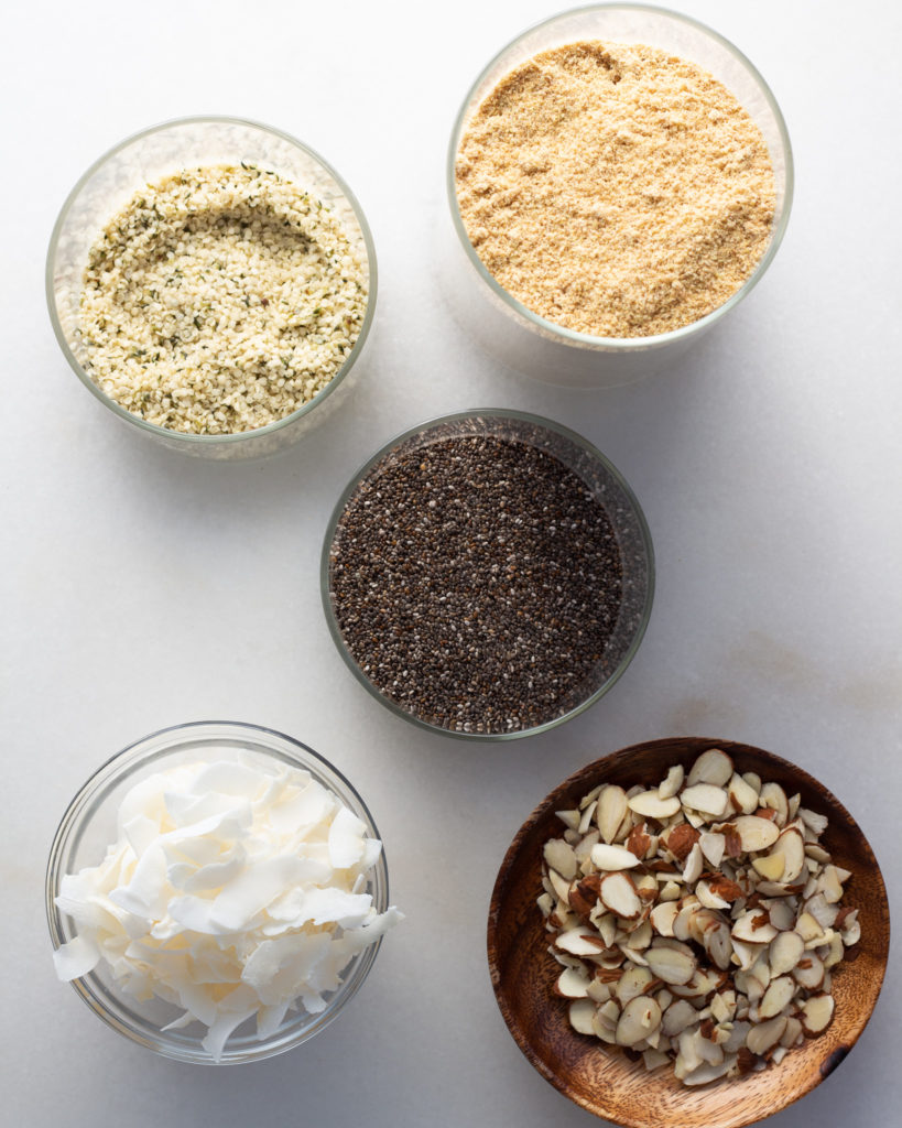 chia, coconut, almonds