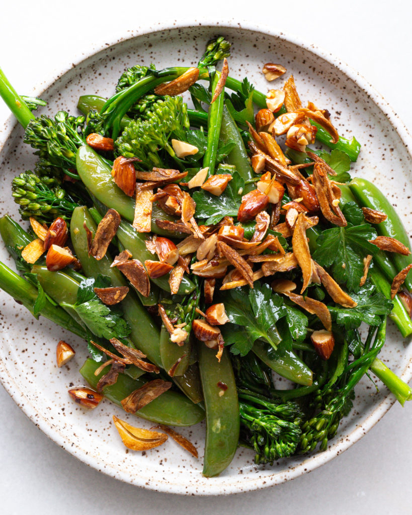 finished Garlic Almond Greens & Lentils