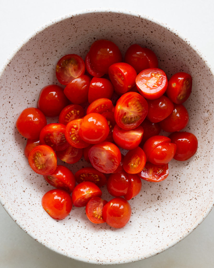 Halved cherry tomatoes