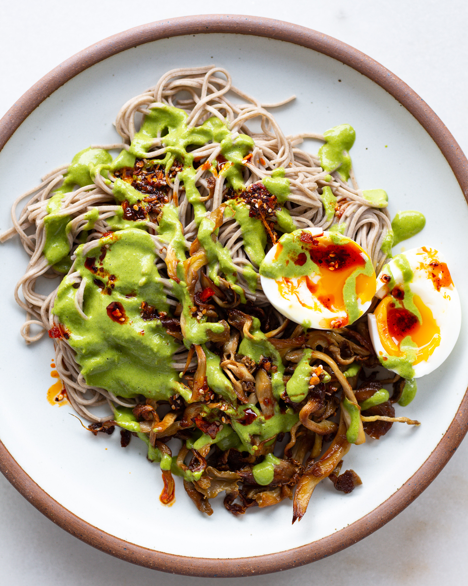 Crispy Oyster Mushrooms on Cold Soba Noodles-image