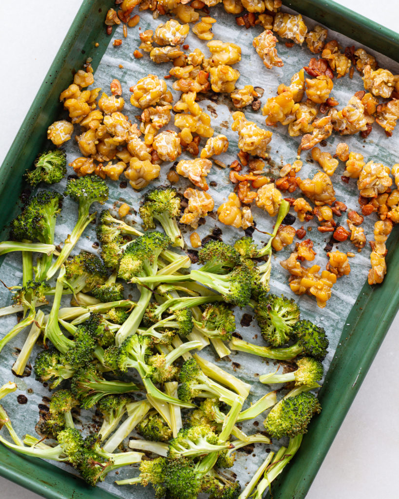 Tempeh and broccoli, baked