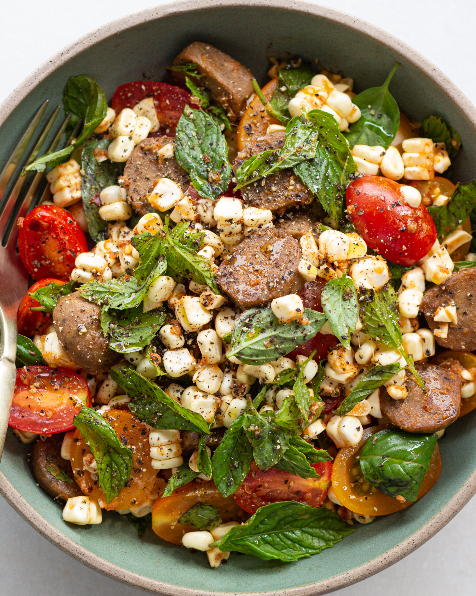 Vegetarian Sausage Salad with Paprika Dressing