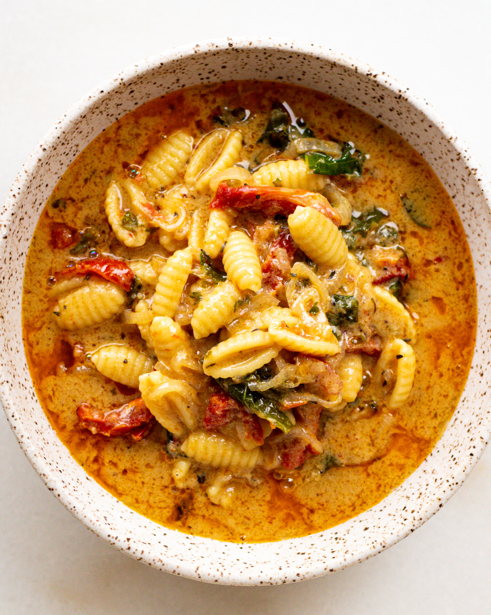 Brothy Cavatelli with Sundried Tomatoes & Parmesan - Justine Doiron