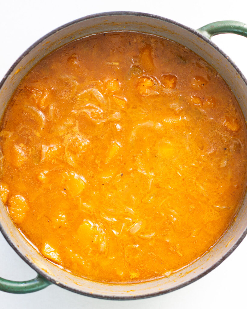 Butternut squash soup in pot