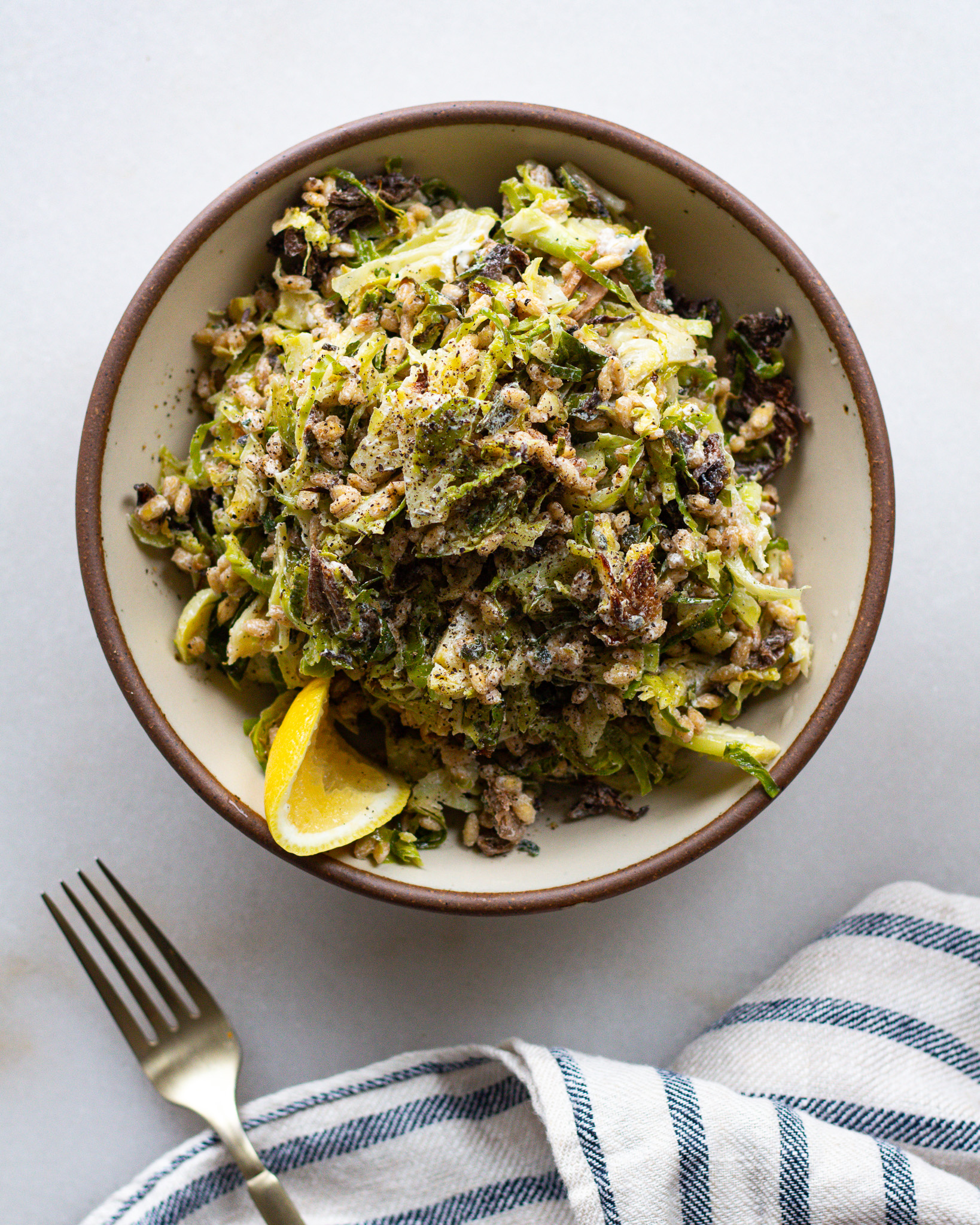 Roasted Brussels Sprouts & Mushroom Broth Barley Justine Doiron