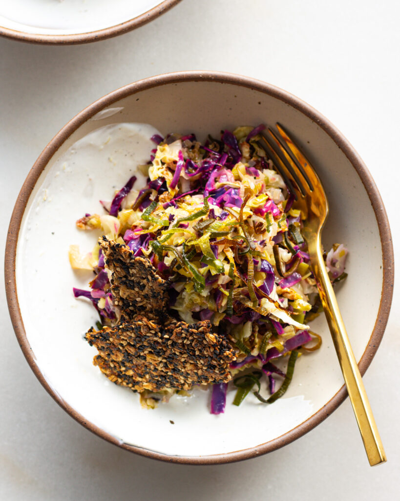 finished Lemon-Dressed Cabbage & Caramelized Leek Salad