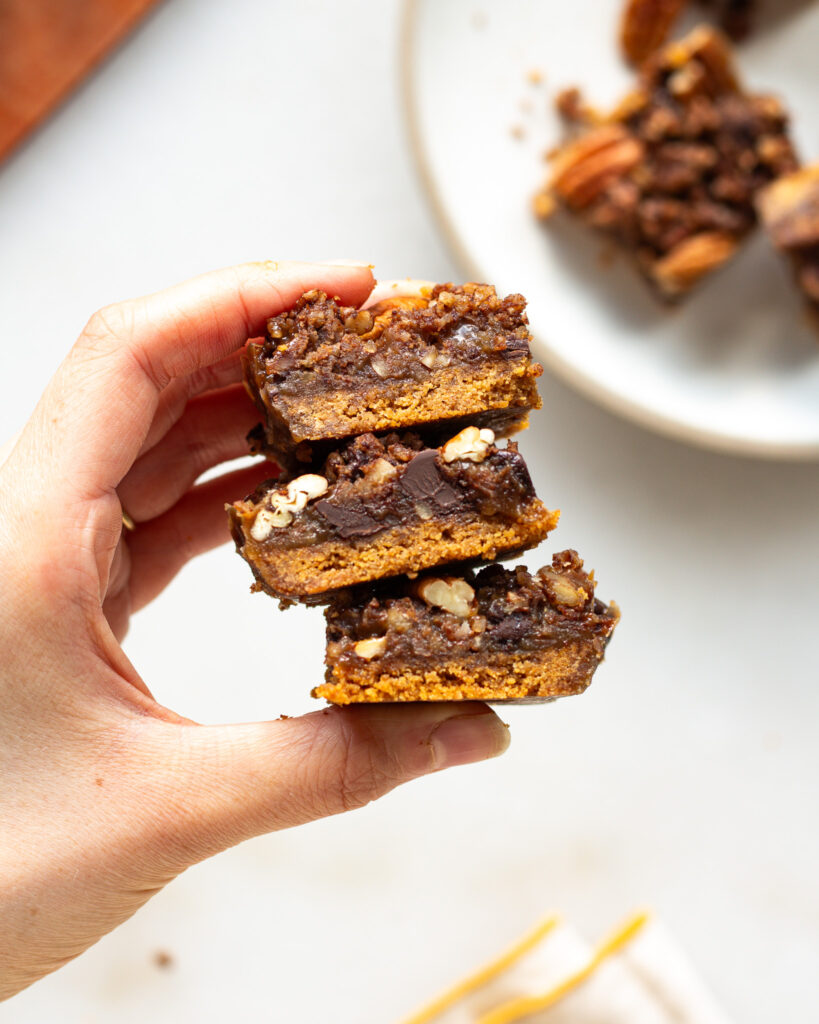 finished Chocolate Bourbon Pecan Bars