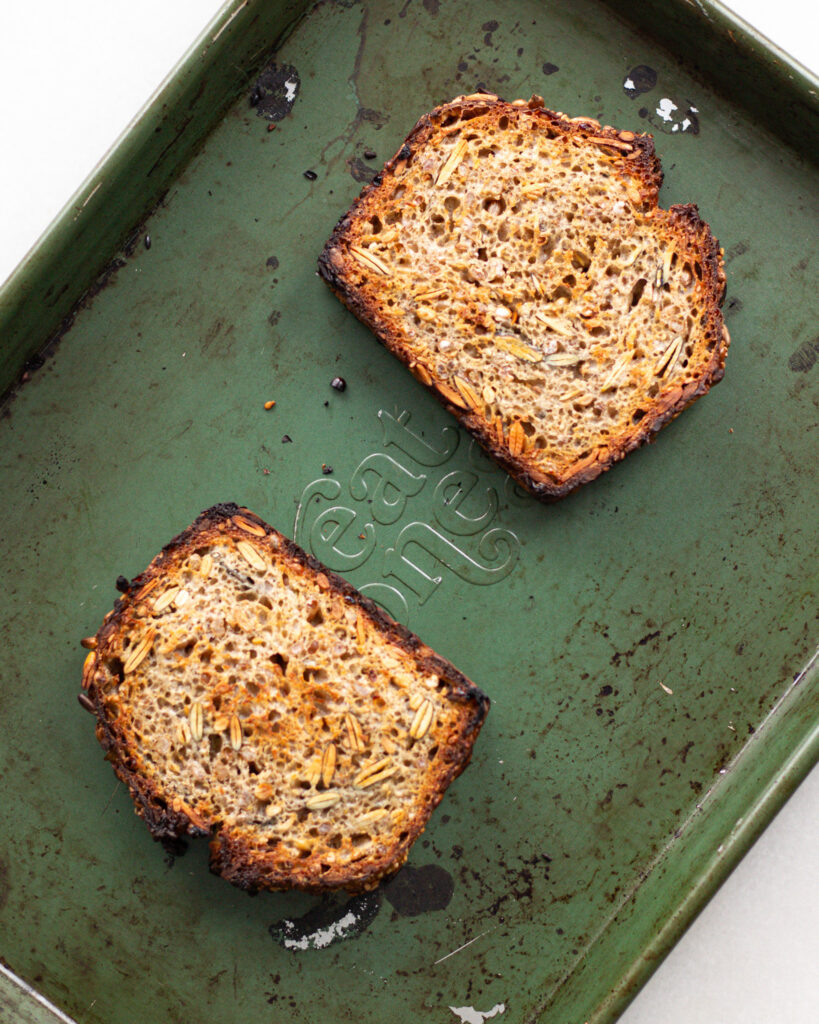 Toast on baking sheet