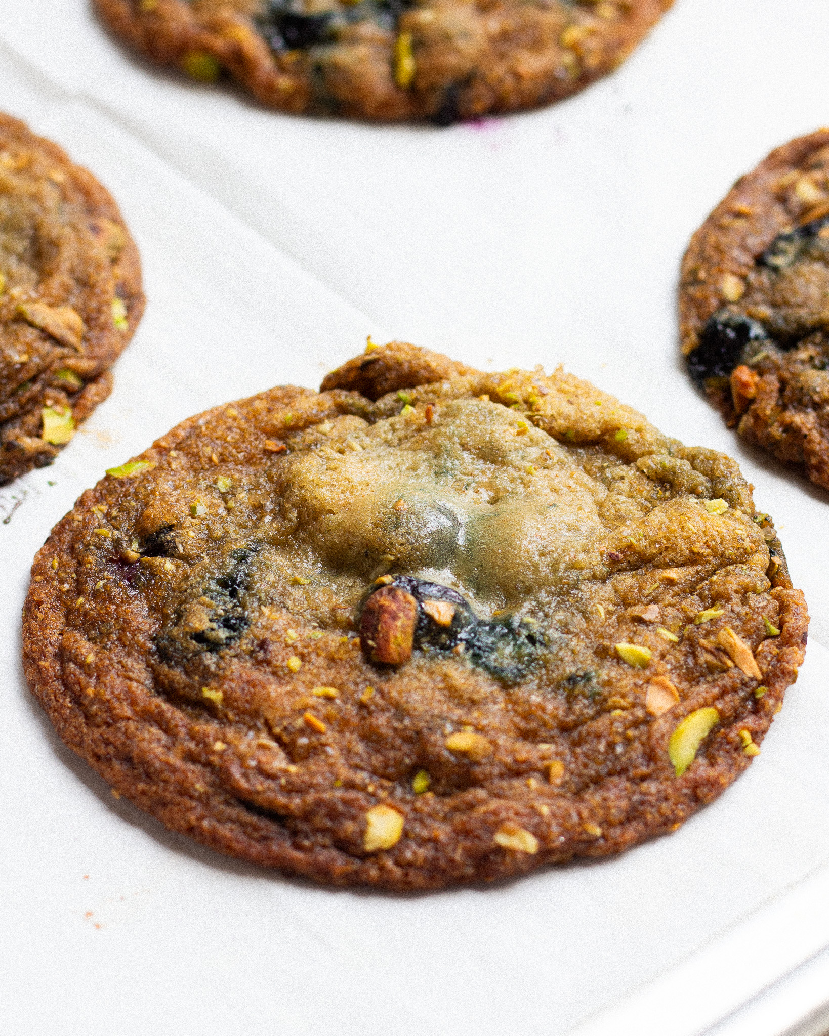 Brown Butter Blueberry Cookies with Pistachio Sugar-image