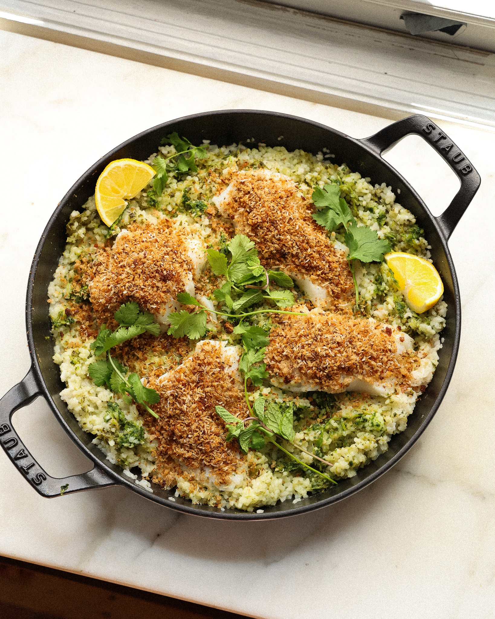Coconut Breaded Cod with Cilantro Rice-image